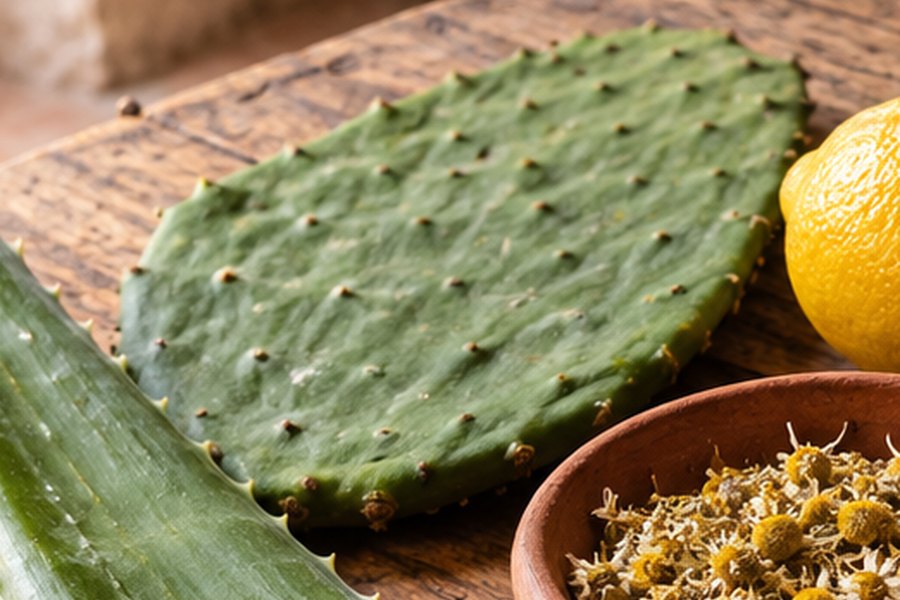 Penca de nopal y sábila en la mesa de Don Chuy